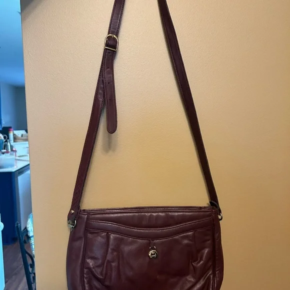 VTG 70’s Etienne Aigner Leather Burgundy Wine Crossbody Adjustable Strap Purse - Picture 2 of 8